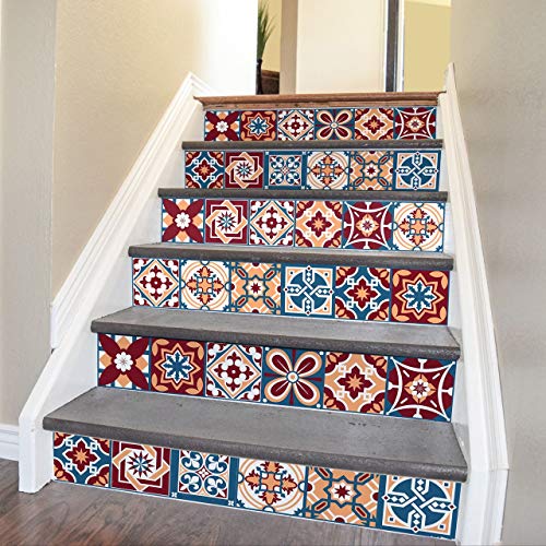 WALPLUS Wall Stickers Removable Self-Adhesive Mural Art Decals Vinyl Home Decoration DIY Living Bedroom Kitchen Décor Wallpaper Gift Westminster Tiles Wall Stickers 15 cm x 15 cm - 24 pcs