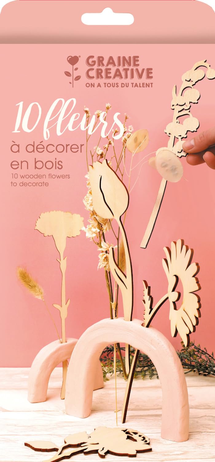 Fleurs en bois Kit décoration n°2 de 24 cm pour personnaliser vos murs facilement
