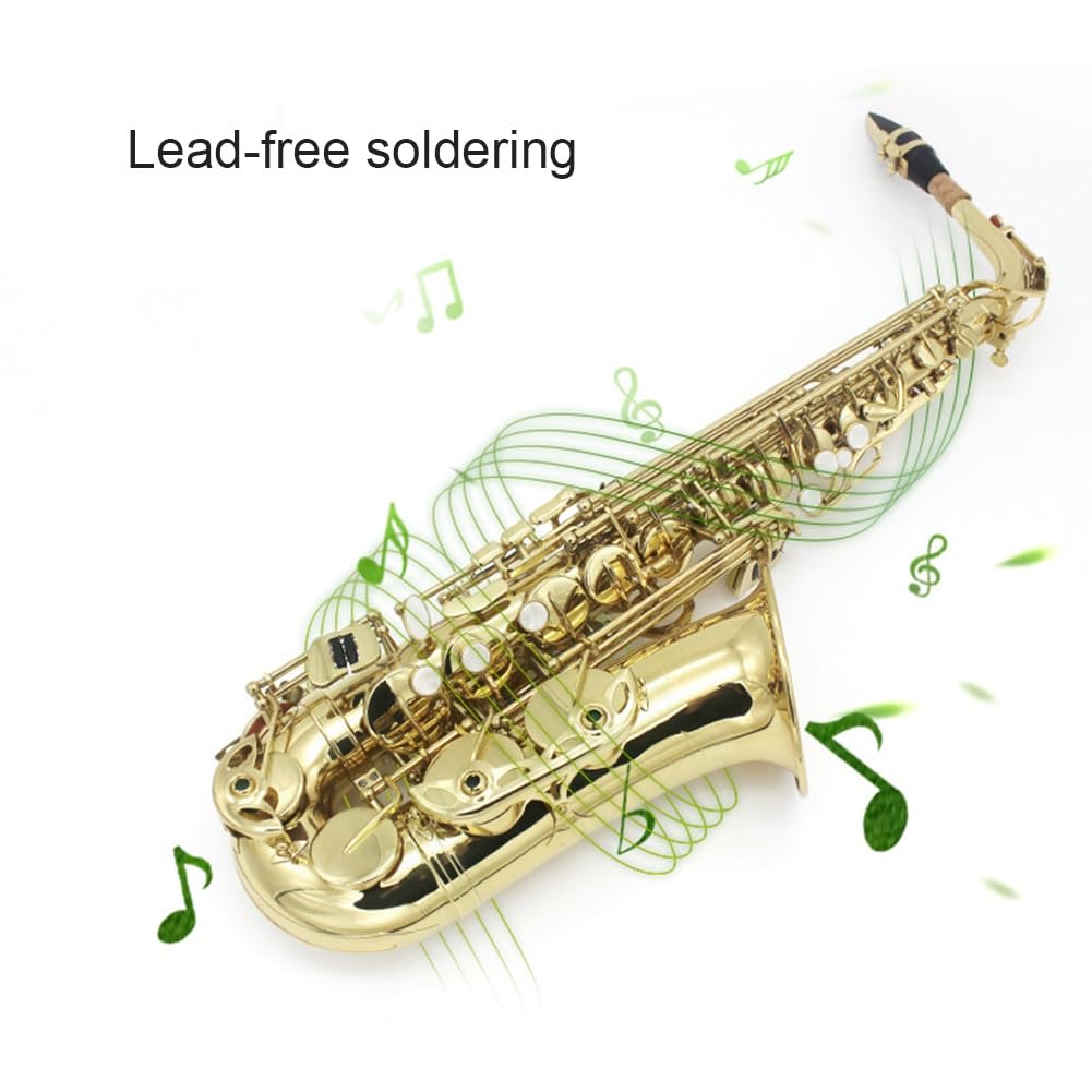 Sassofono professionale Alto Mib Sassofono contralto Ottone laccato Lacca dorata E Sax piatto Strumento a fiato con accessori