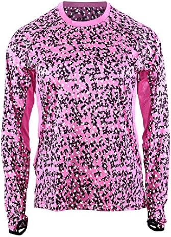 WILDSPARK Women's Reflective Digicamo Performance Outdoor Shirt - High Visibility Long Sleeve Shirt with UPF 50+ Sun Protection - Womens Long Sleeve Top for Running, Hiking, Biking - Pink Camo, Medium