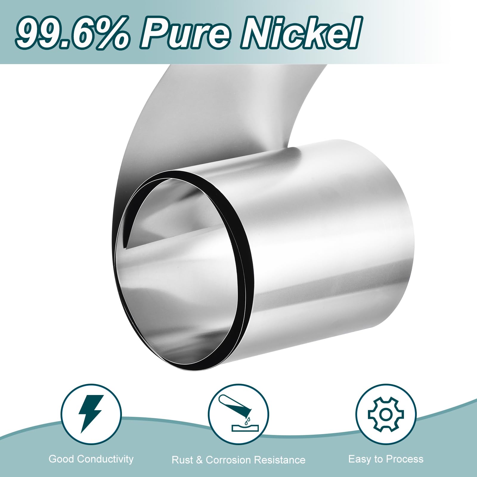 QUARKZMAN 2 Stück Reines Nickelblech 99.6% Reine Nickelplatte Nickelstreifen 0.016"x3.94"x39.4"(0.4x100x1000mm) Nickelanode Für Galvanik Wissenschaftliches Labor Industrie DIY Handwerk
