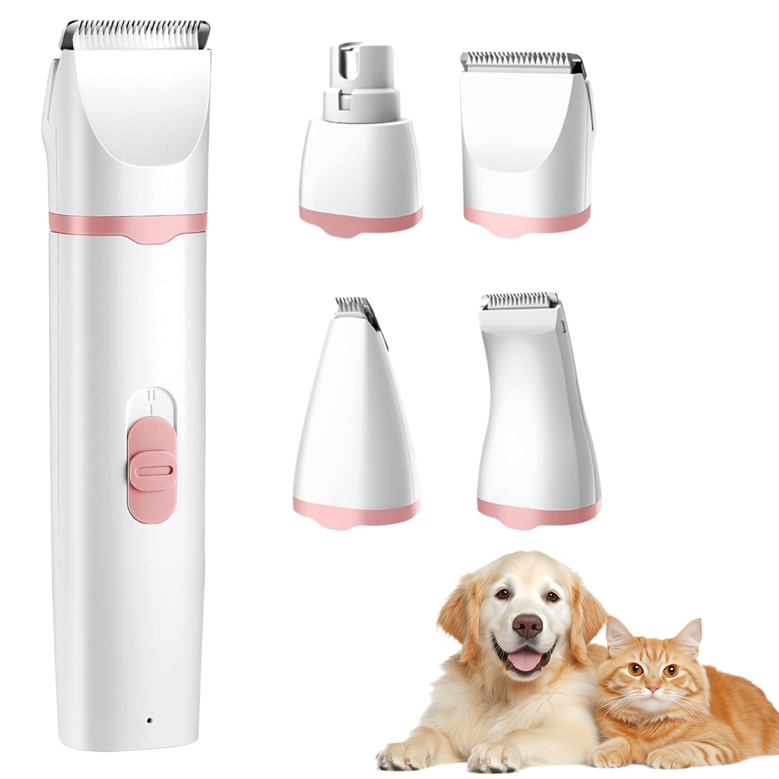 Dog Clippers, 4 in 1 Dog Grooming Kit, Cordless Pet Trimmer for Dogs & Cats
