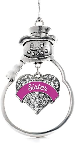 Miniatura 105 de Inspired Silver - Adorno Colombia Charm - Adorno de muñeco de nieve con forma de corazón de plata pavé con joyas de circonita cúbica