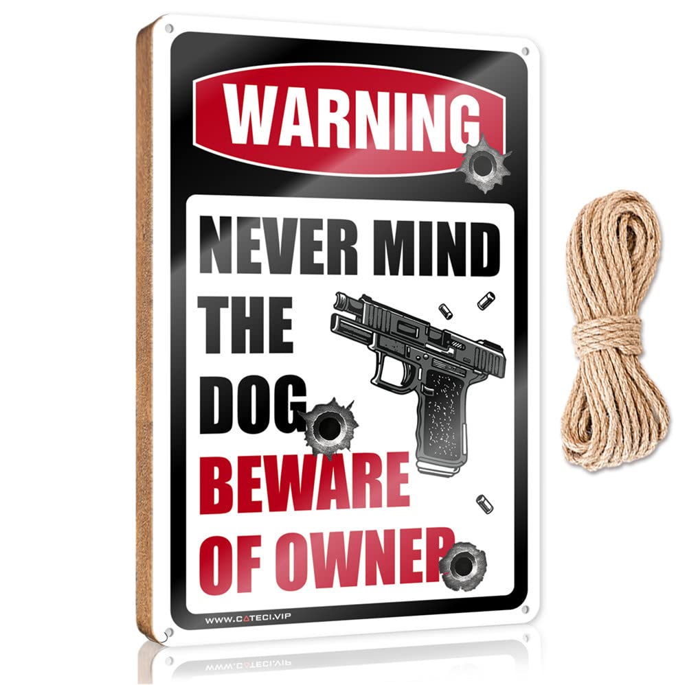 Hanging Plaque Wooden Never Mind The Dog Beware Of Owner Wooden Sign Hanging Pantry Sign Decor Pool Decorations Outdoor(15X28CM)