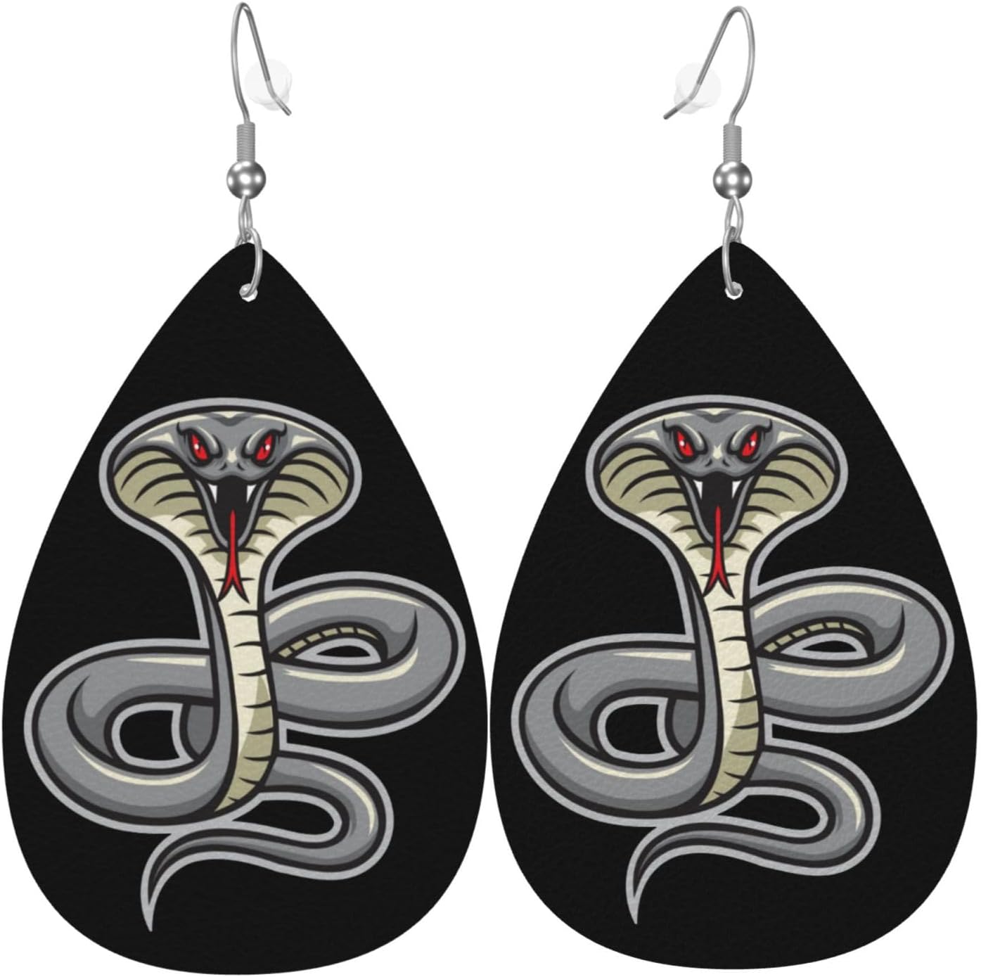 Cobra snake mascot Leather Earrings Dangle Lightweight Fashion Teardrop Earrings for Women