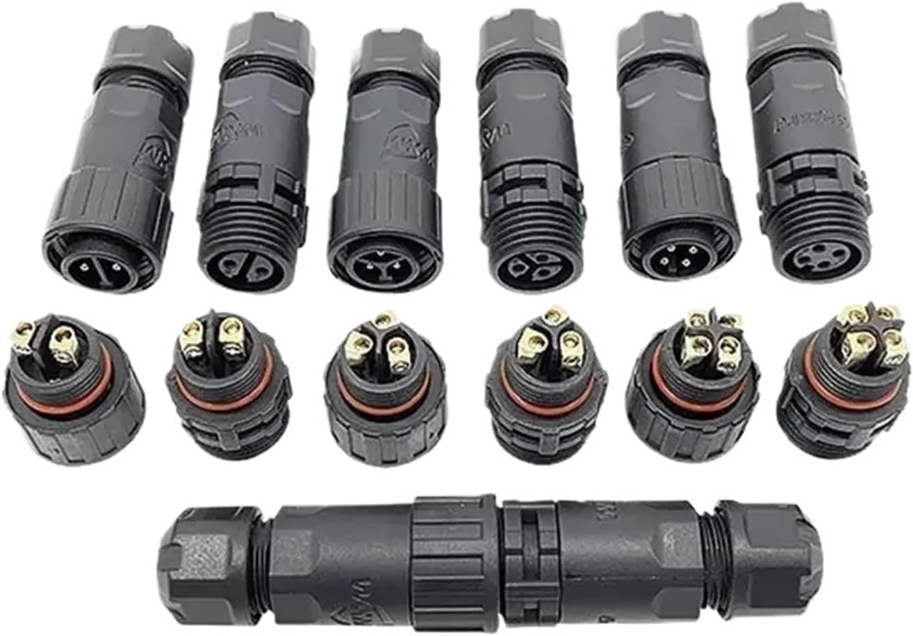 M16 Waterproof Connector 2 3 4 Pin Male Female Panel Assembly Aviation Plug Socket LED Lighting Power Screw Crimping Connectors(Docking-2Pin)