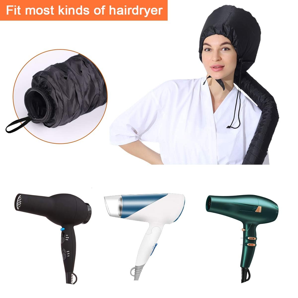 Hair Dryer Bonnet Hood Cap- Hair Care Thermal Head Spa Cap Treatment Nourishing Heating Cap Home Salon, Quick Dry Deep Condition & Styling Hot Oil Treatment Spa Cap Steamer For Women & Girls 1