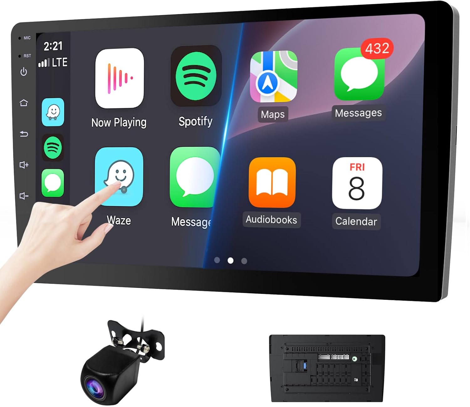 ( similar incomplete) 10.1\\\" Double Din Car Stereo with Wireless Apple CarPlay and Android Auto, Bluetooth, Mirror Link, GPS, Voice Control, HD Backup Camera, AM/FM Car Radio - 2+64G
