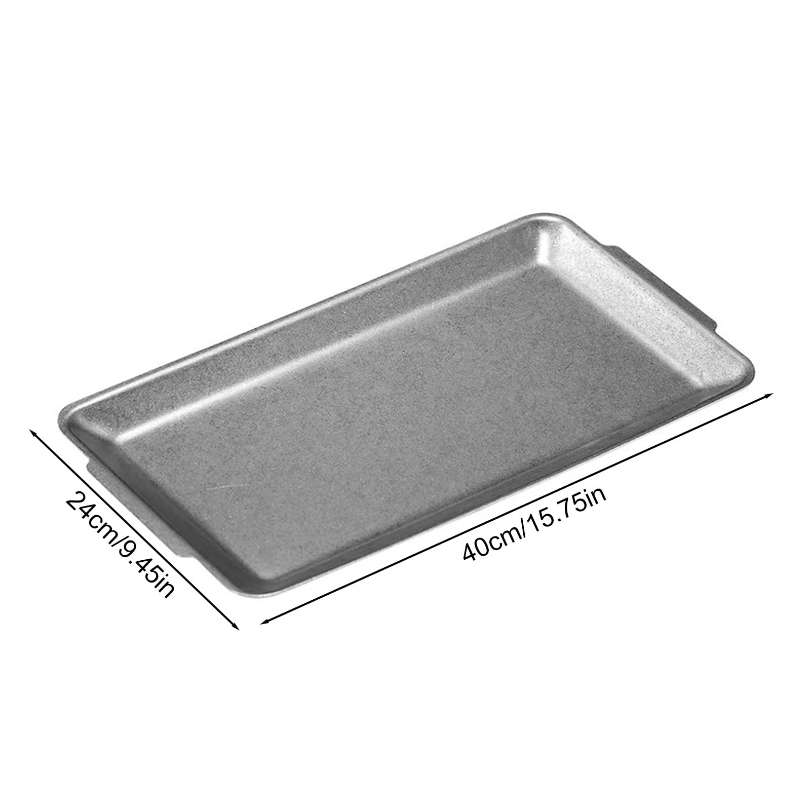 Vassoio rettangolare vintage in acciaio inox retrò industriale BBQ piatto con doppi manici grande resistente piatto da portata per la casa