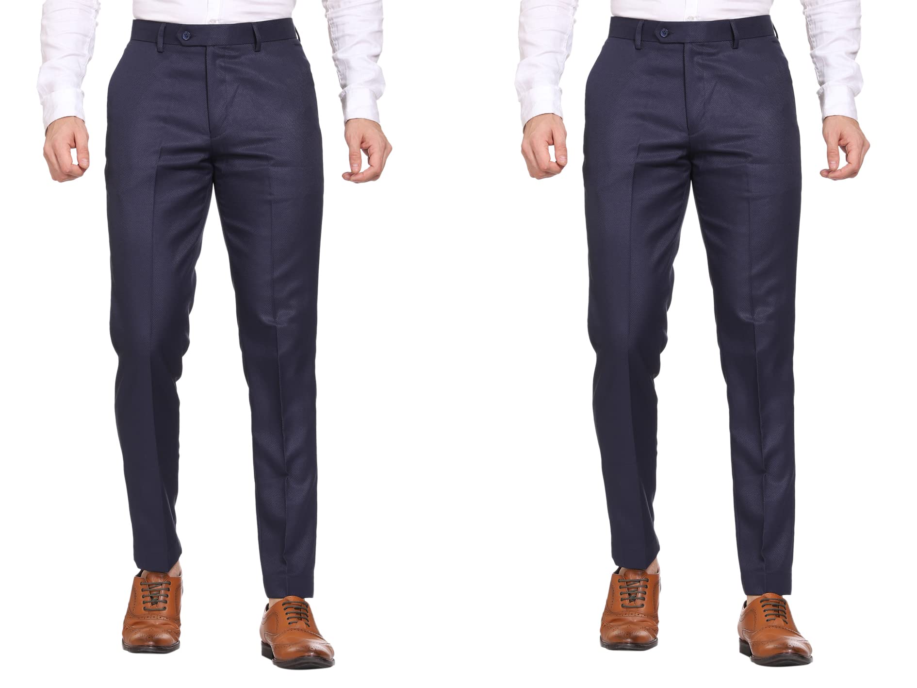 maleno Men's Diamond Textured Formal Trouser | Regular Fit Casual Trouser Combo for Men (Pack of 2)-picture-47