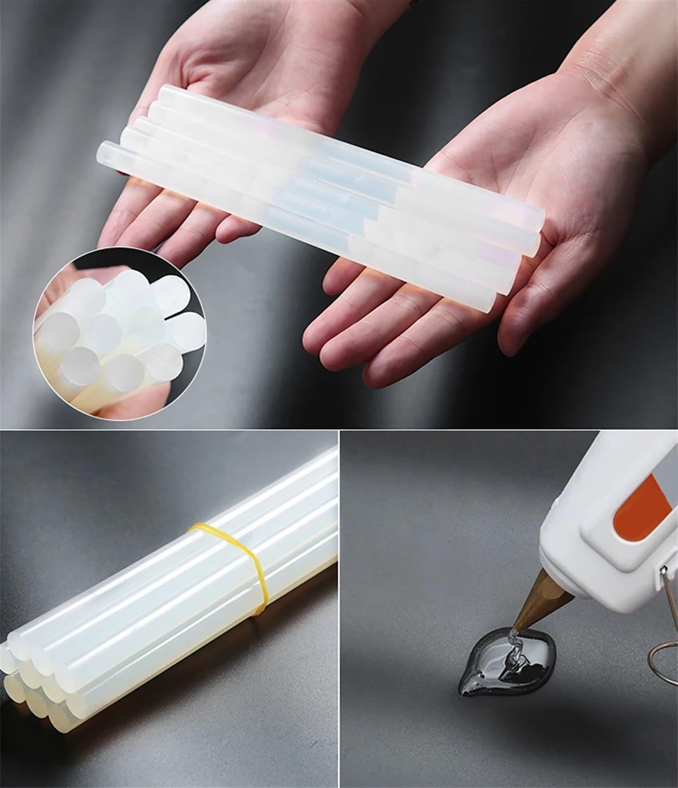 7/11mm *100mm 50 pezzi Stick di colla a caldo Stick di colla di piccole dimensioni Adatti for utensili a caldo Fai da te Artigianato Decorazione della casa Riparazione(7mmX100mm)
