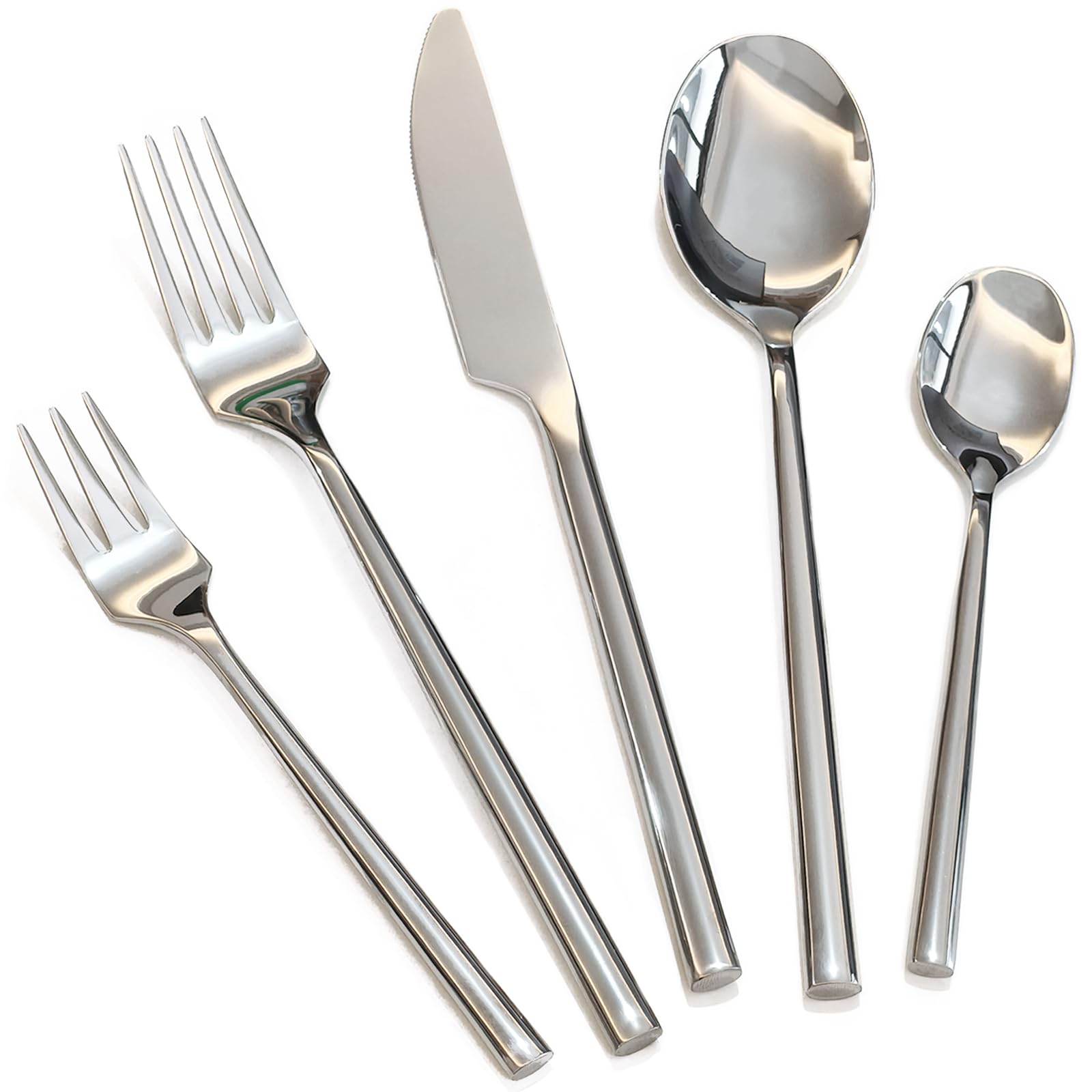 Ovales Spiegel Silber 30-teiliges Besteck set, Besteckset aus Geschmiedetem Edelstahl Mit Europäischem Design, Modernes, Spülmaschinenfest, Cutlery Set für 6 Personen