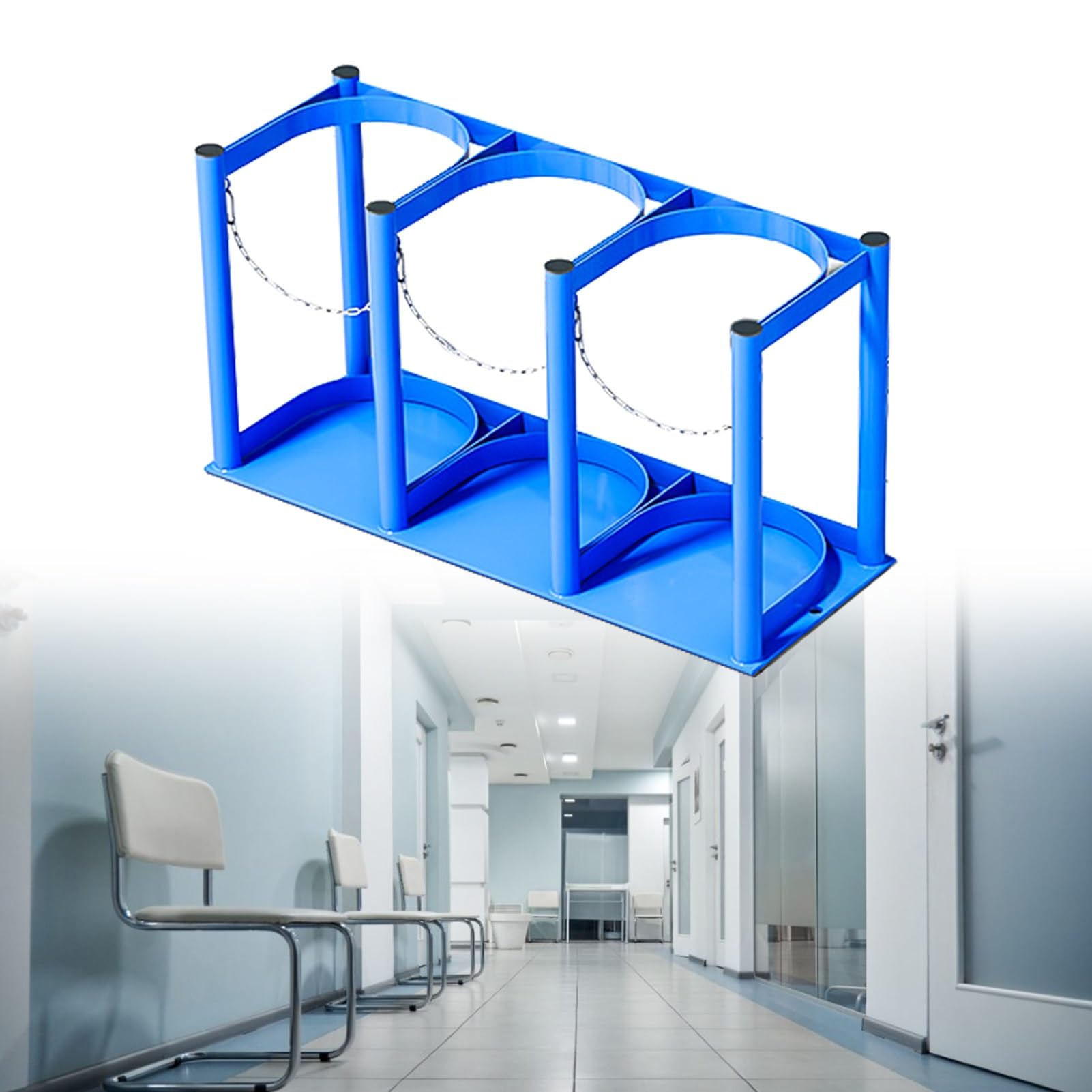 GHHVFEC Oxygen cylinder rack,MJDREll Oxygen Tank Holder, Steel Cylinder Rack for Home/Clinic, Oxygen Bottle Storage Stand, Gas Tank Carrier, Durable Oxygen Tank Holder (L-57cm/22.5")
