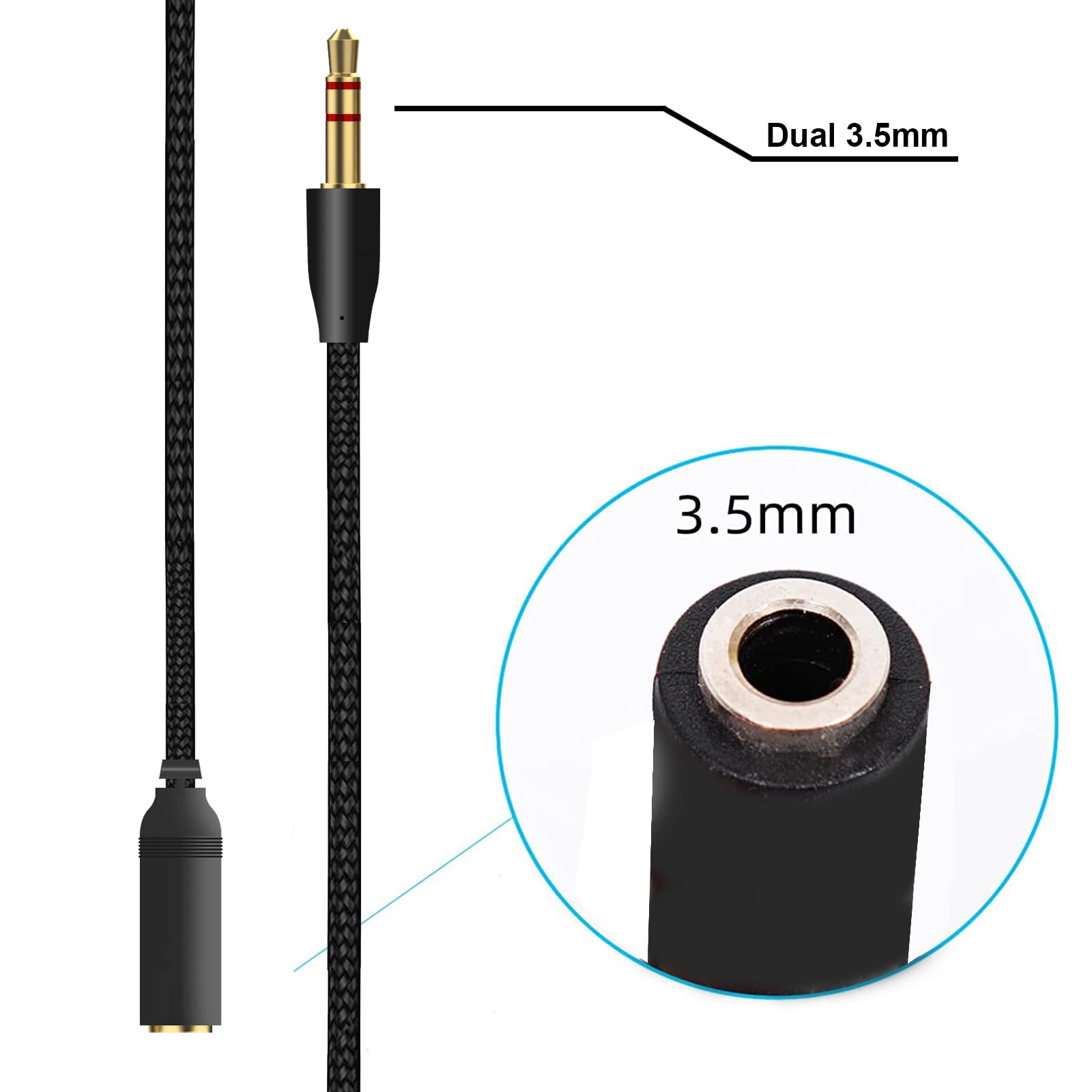 Y-Splitter Audio Cable, 2-in-1 Gaming PC Cord
