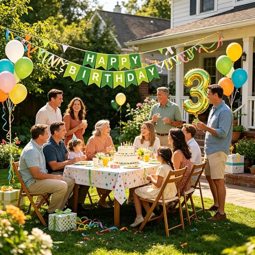 Image of Happy Birthday Banner Birthday Party Supplies (Green 3)