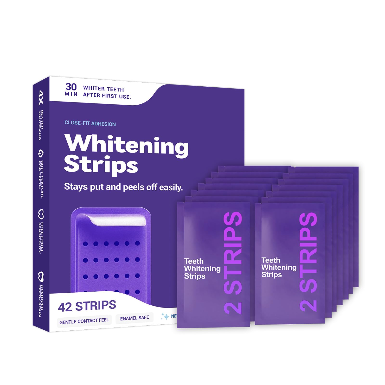 DrDent PURPLE WHITENING STRIPS Bandes Pour ProtéGer Les Dents Et éLiminer Les Taches (Une boîte (42 comprimés))