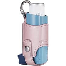 MEDMAX Asthma Inhaler Holder PU Leather Protective Travel Handy Mini Holster, Lightweight Carrying Case with Carabiner Clip, Inhaler Not Included Case Only, Rose Gold