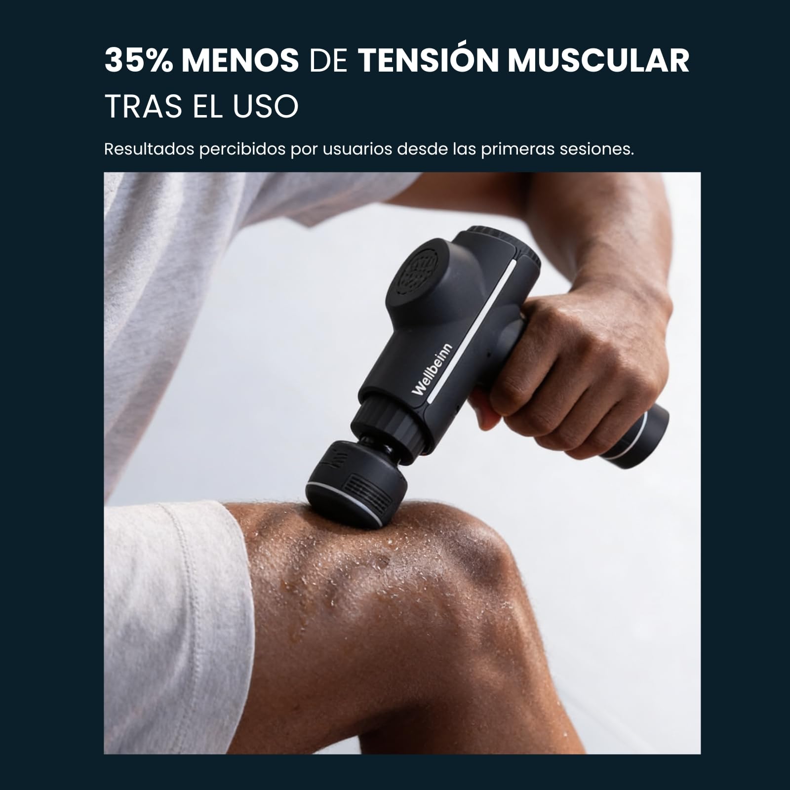 WELLBEINN Pistola de Masaje Muscular con Calor y Frío | Massage Gun Profesional Tejido Profundo | 5 Velocidades | 5 Cabezales | Masajeador Cervical y Espalda para Alivio del Dolor y Recuperación
