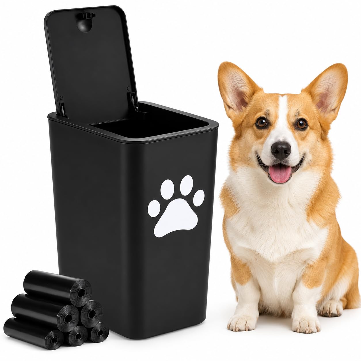 Oaktreey Dog Poo Bin For Garden, 10L Dog Waste Bin With Press Lid For Patio