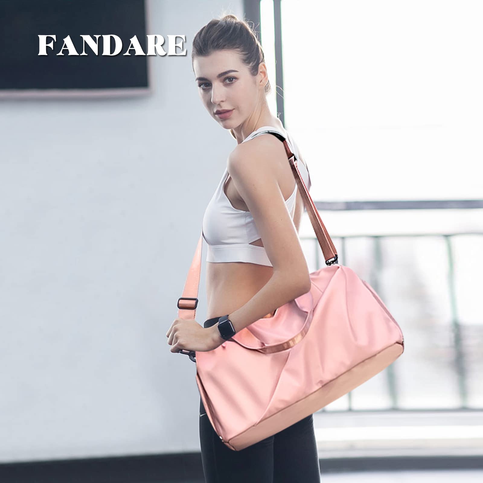FANDARE Ultraleggero Borsone da Viaggio Borsa Palestra Borsa Sportivo Weekender Borsone Donna Uomo Grande Piscina Palestra Borsa a Spalla con Scomparto Scarpe & Tasca di separazione bagnata e asciutta