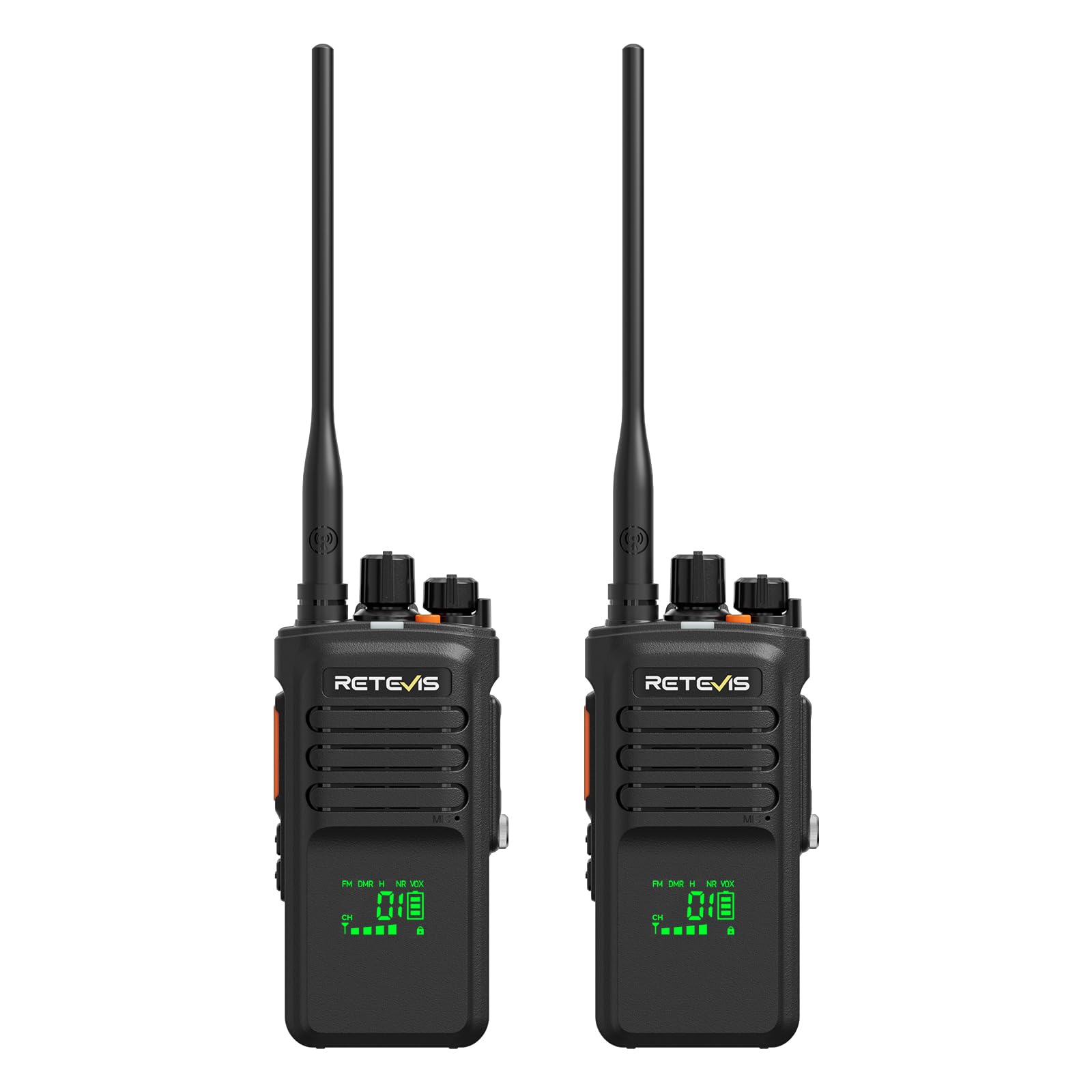 Retevis NR40 Ricetrasmittente DMR, Walkie Talkie IP67 Impermeabile | 2800mAh, Resistenza agli Urti, Audio Chiaro, per Edilizia e Fabbriche, Nero, 2 Pezzi