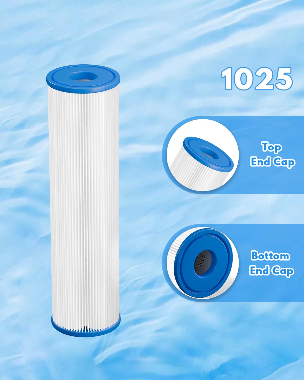 Filtro per vasca da bagno con ghiaccio 25.4cm x 6.35cm conf. 8pz | Filtro frigorifero a tuffo freddo 20 micron sostituzione del filtro di sedimento piegato per bagno idromassaggio