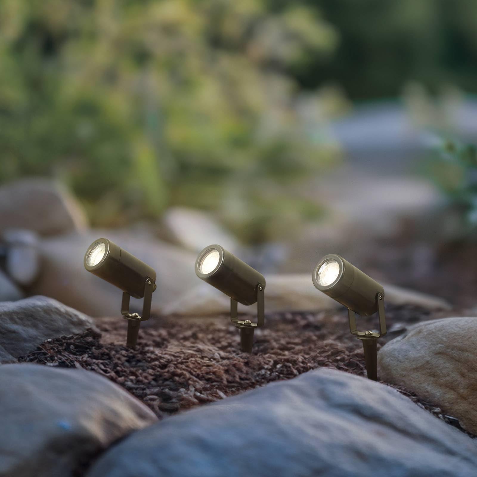Lindby Zestaw 3 lamp zewnętrznych Thorgal (nowoczesne) w kolorze czarnym (3 żarówki, GU10) – lampa do wbijania w ziemię na zewnątrz