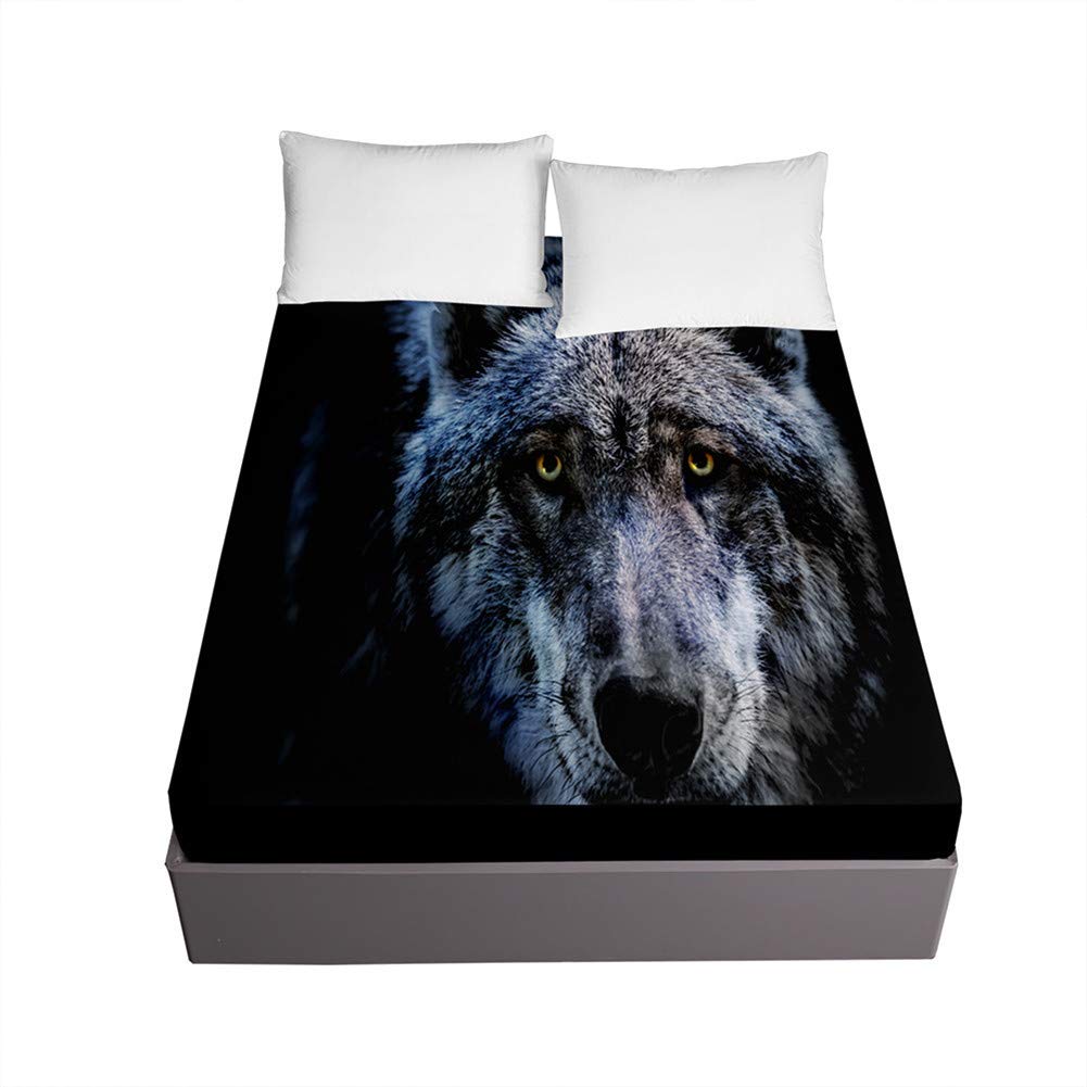 Drap housse grand bonnet 30cm Chickw1 loup gris pour matelas épais qui ne glisse pas