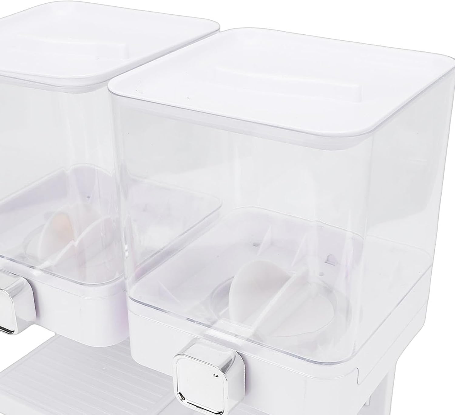 Cereal Dispenser Countertop, 2 X 3.7L Airtight Dry Food Containers Storage, Large Candy Nut Coffee Beans Snack Dispenser with Rotating Knob, Ideal for Kitchen & Home Pantry (White)