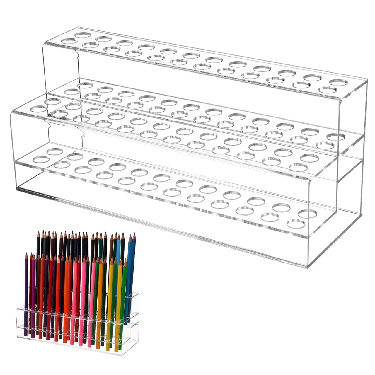 Tofficu Pen Showing Stand with Multi-Slot Design 9.45X4.13X3.54In Large Capacity Pen Holder Storage Box for Desk Organization Home Office Art Supplies