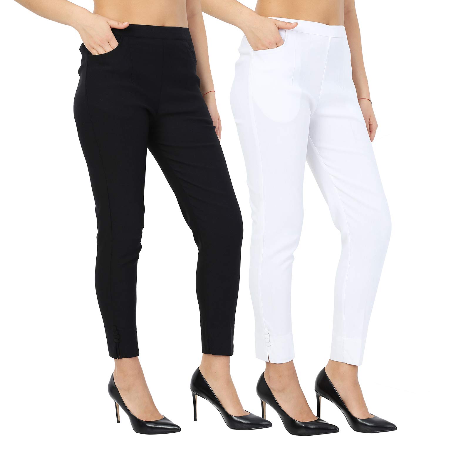 Istyle CanWomen Slim Fit Cigarette Pants (ISCA-306_Black &