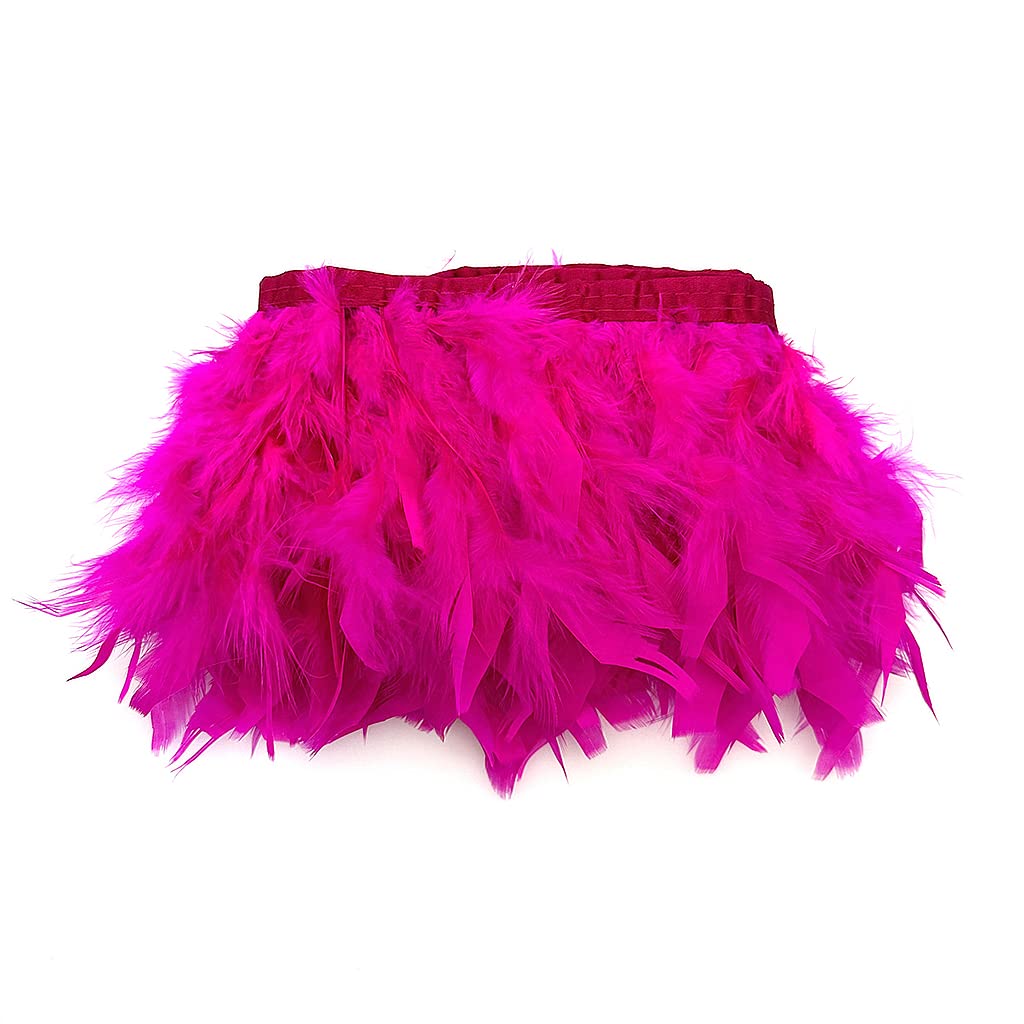 Fuchsia 4-6inch 2yard Turkey Feather Fringe Trim for Dress Sewing Crafts Costumes Accessories Party Supplies Festival Decoration