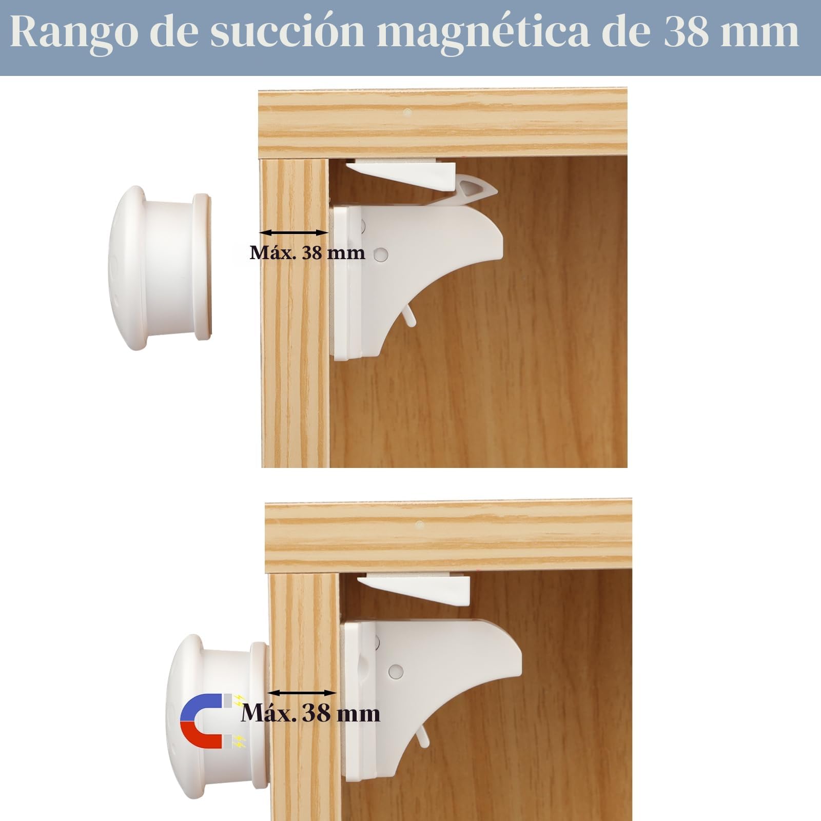 Cerradura magnética para armario de seguridad para bebés, 20 cerraduras con 4 llaves, cierre magnético para niños, seguro invisible para armarios y cajones