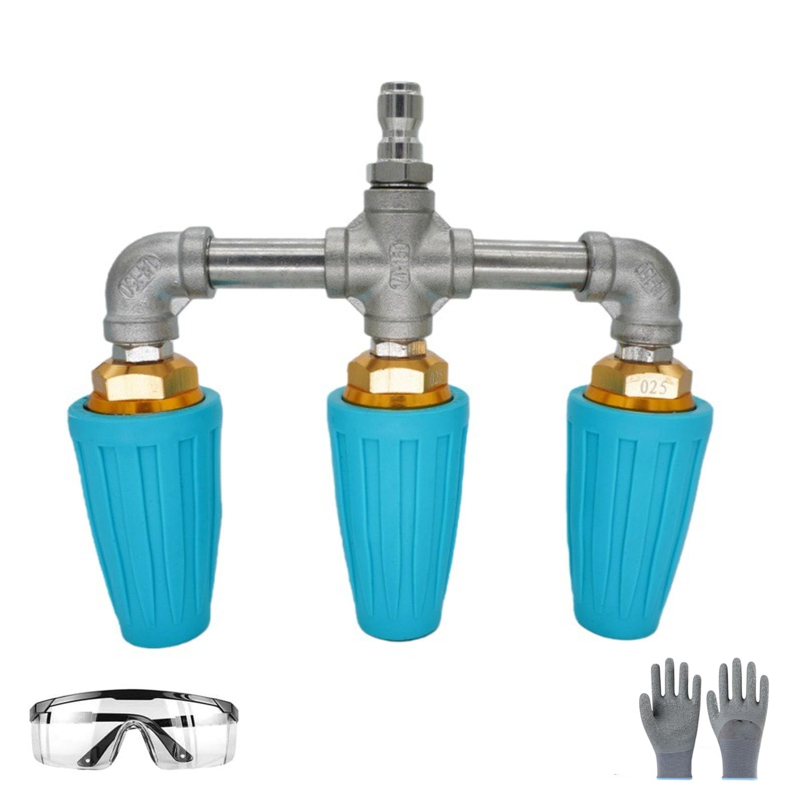 Hidrolavadora a presión de triple boquilla, triple boquilla con conector rápido de 1/4 pulgadas, boquilla turbo de 360°, 4-6 GPM, 4000 psi máximo, limpieza de alta presión de patios, pasarelas