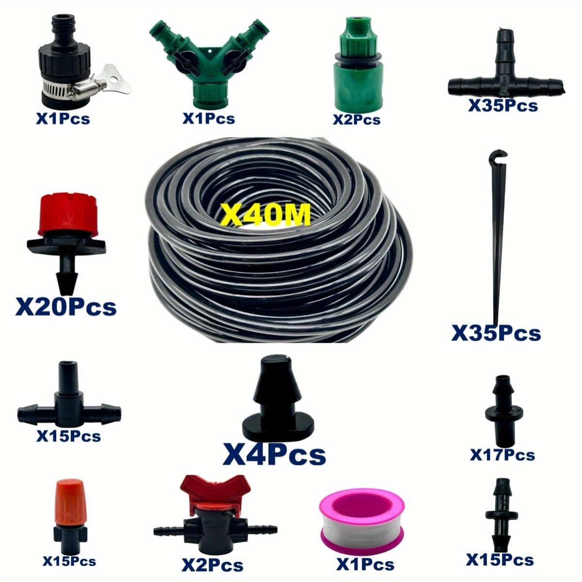 131FT Drip Irrigation Kit?Automatic Drip Irrigation Kits, Includes Valves?Adjustable Nozzles?Barbed Connectors Garden Plant Watering System, Plant Water Indoor Outdoor