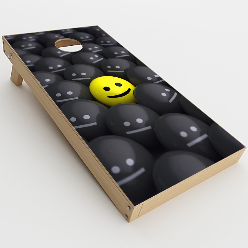 Skin Decal Vinyl Wrap for Cornhole Game Board Bag Toss (2xpcs.) Skins Stickers Cover / 1 Yellow Happy Emoji with sad