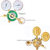 Vista 5 de Regulador de oxígeno Medidores de gas de soldadura de latón completo Heavy Duty Kit de antorcha de corte de tanque grande Salida 0-200PSI Entrada