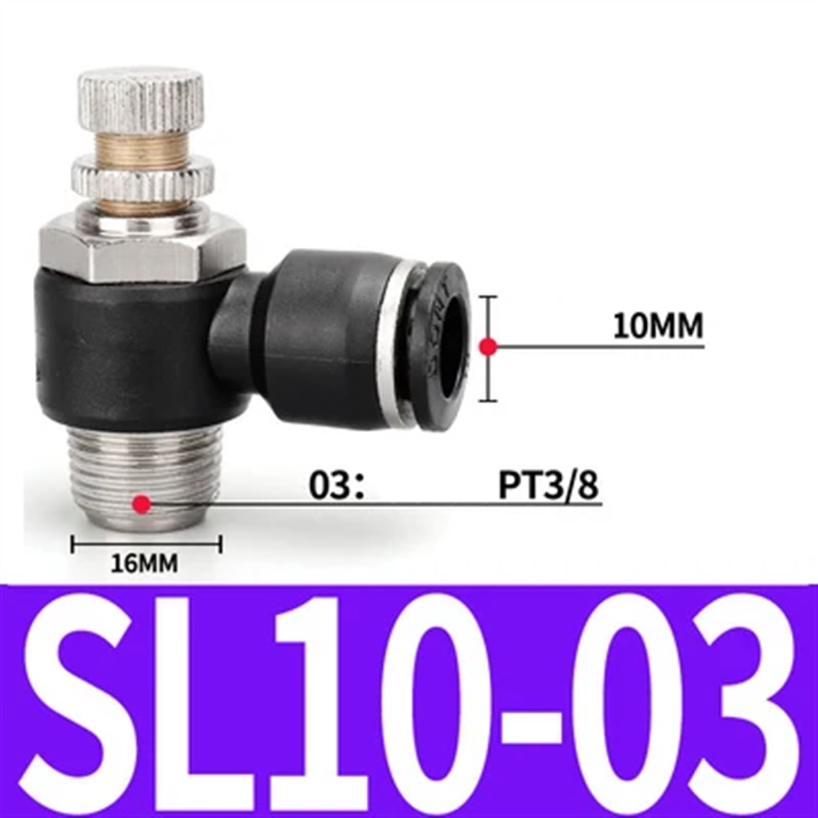 Black SL pneumatic quick connector one-way throttle valve flow control hose connector 4 6 8 10 12 male thread 1/8