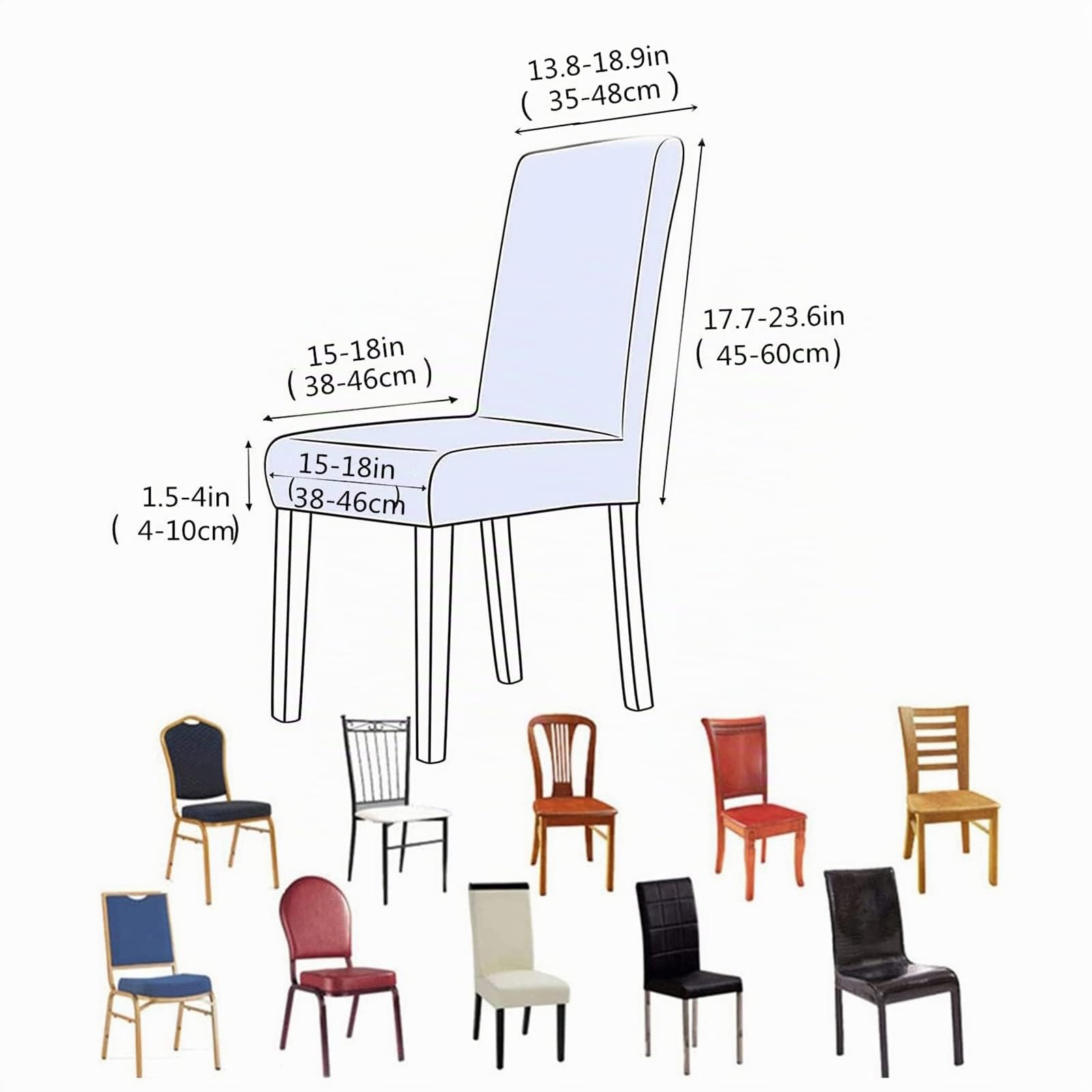 Esszimmer Stuhlhussen 2er/4er/6er Set, Wasserdichtes Pu Leder Stretch Stuhl-Universell Stuhlhussen Haus Büro Restaurant, Dekor Moderne Spann-Abdeckung (GrüN,4-Stück)