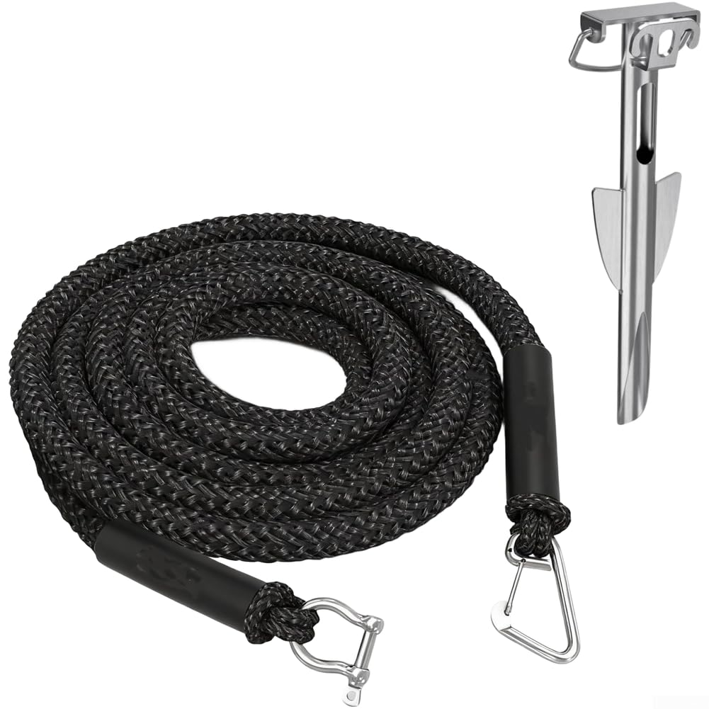 Corde d'amarrage élastique avec Fermeture en Acier Inoxydable, Corde Flottante Extensible pour Bateau, canoë, Ski
