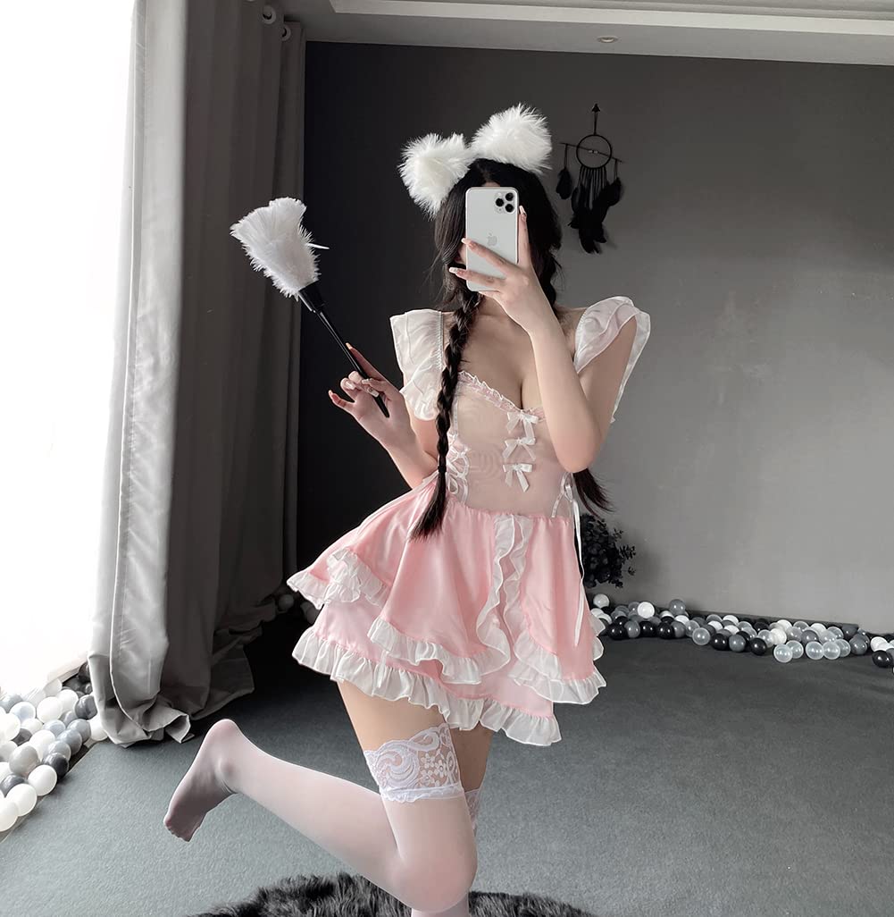 Damski seksowny kostium bielizna anime cosplay francuski fartuch pokojówka strój sukienka Halloween Babydoll kostium