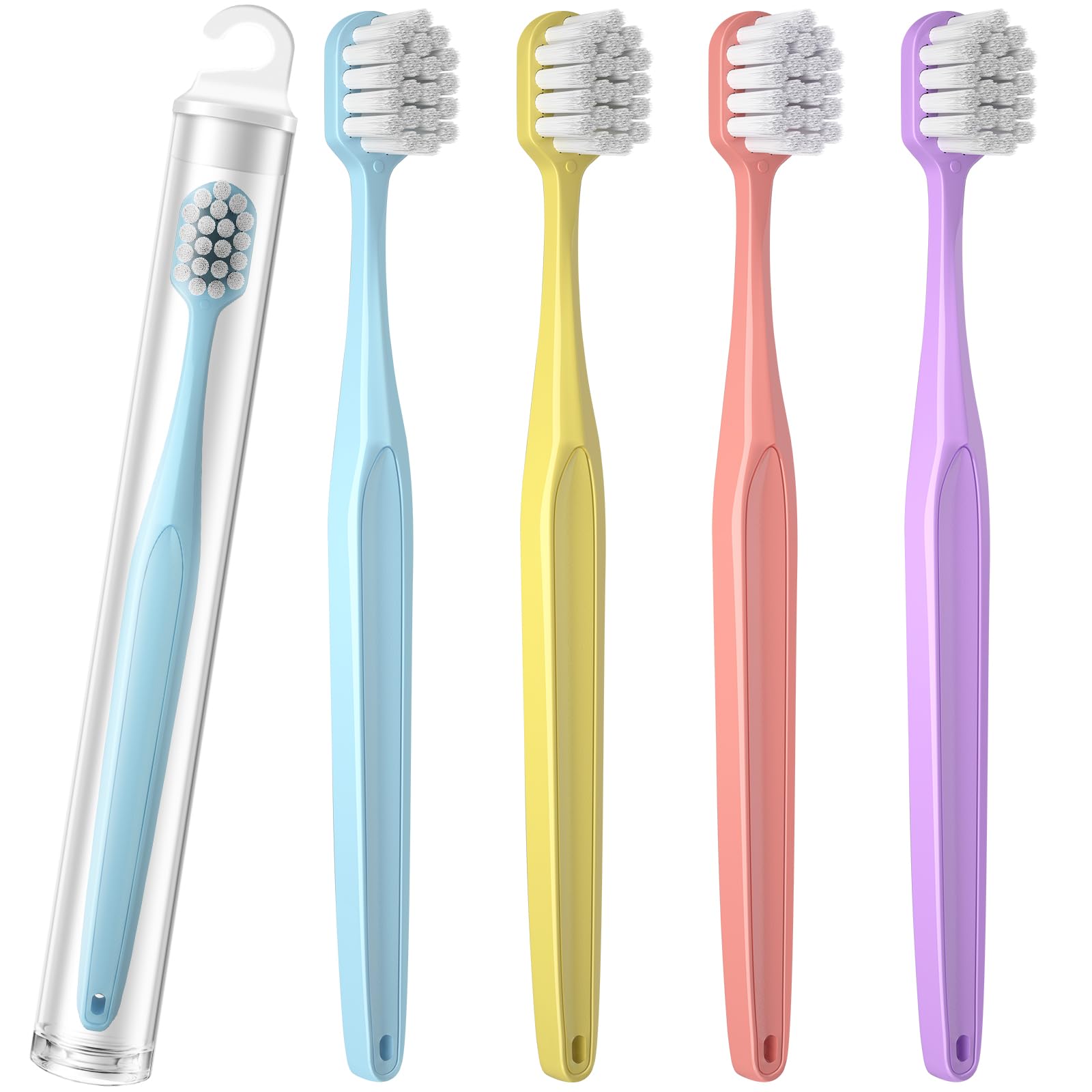 Toothbrushes, Extra Soft Bristle Flossing Nano Toothbrush for 10000 Bristle Toothbrush?Travel Soft Toothbrush for Adults, Toothbrush with Individual Travel Case Medium(4 Pack)
