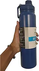 Garrafa Térmica de Aço Inox de Água com Parede Dupla Inoxidável Isolamento a Vácuo Para Academia Treino 8 horas Quente e 18 horas Frio 1000ml 1 Litro (Azul Escuro)