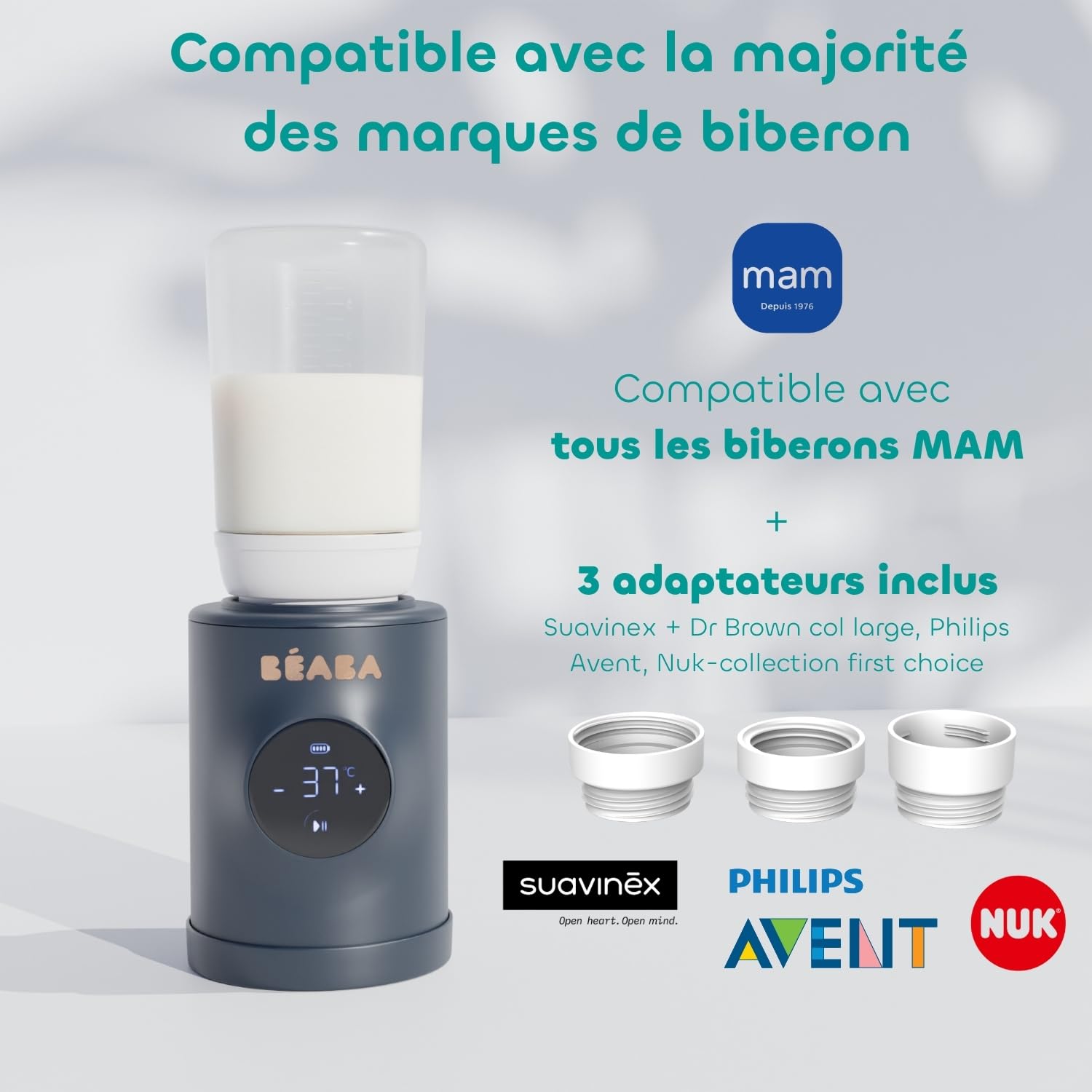 BÉABA, Milk Nomad, Scaldabiberon Portatile con Batteria, <3 Min