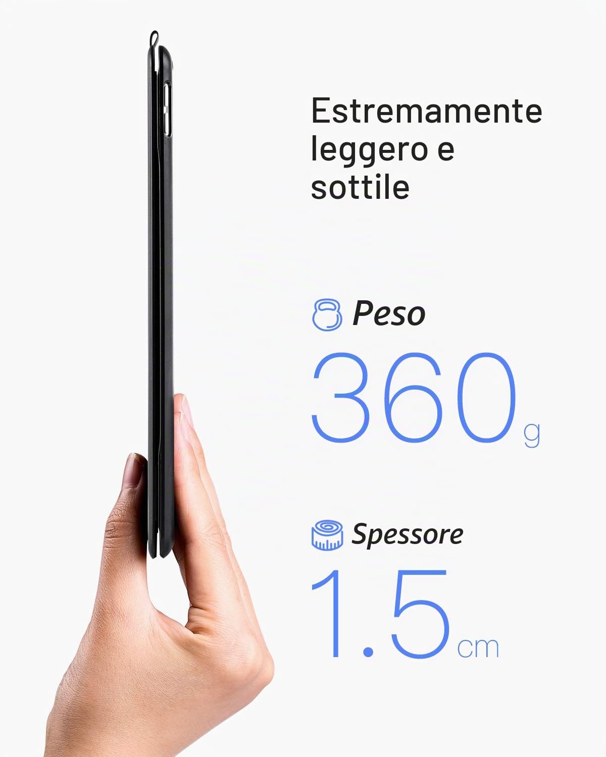 Inateck Custodia ultra leggera per iPad 2020 (8a generazione)/iPad 2019 (7a generazione) da 10,2 pollici, iPad Air 3 e iPad Pro 10,5, con pulsante di accensione intelligente, QWERTZ, BK2006