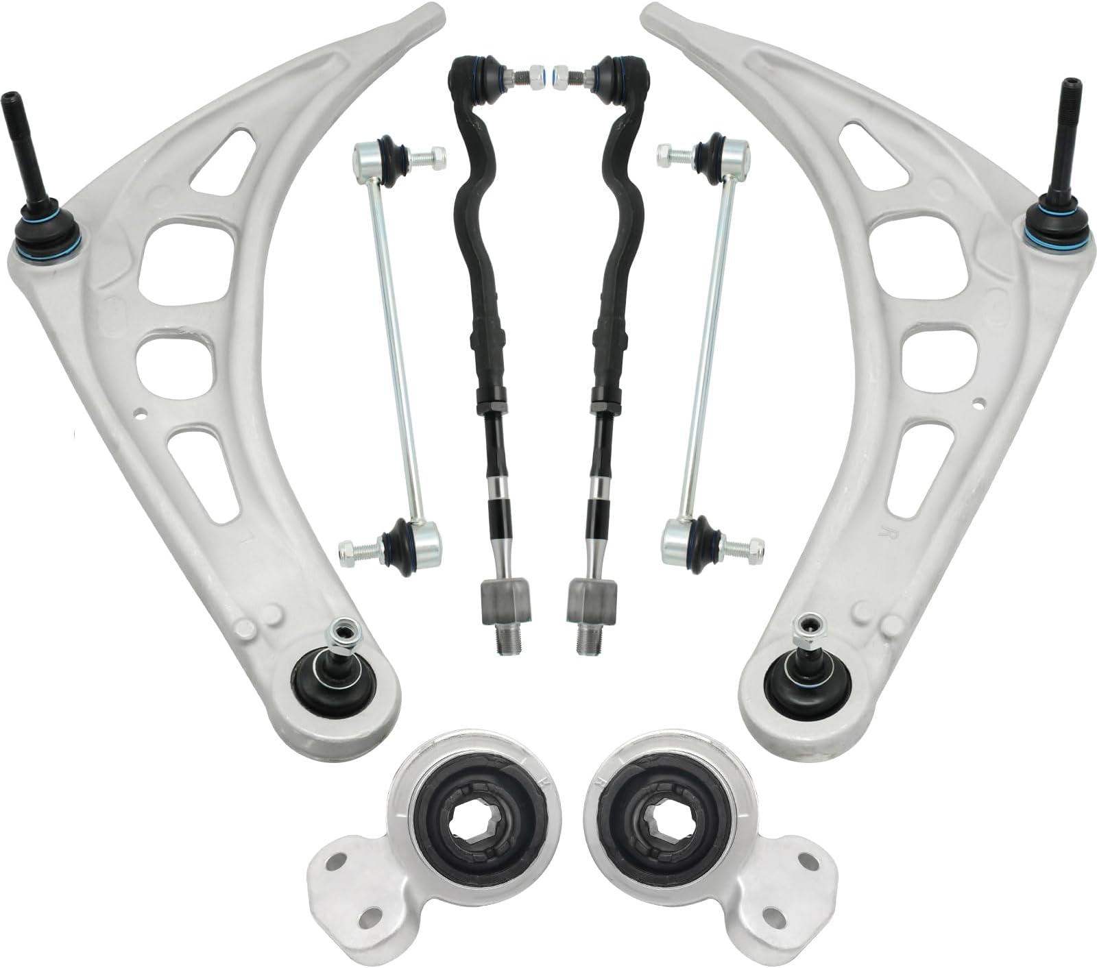 Front Suspension Kit E46 Lower Control Arm E46 Tie Rod Ends Sway Bar Links Steering Kit Compatible with 1999-2006 318i 323Ci 328i 328Ci 323i 325i 325Ci 330i 330Ci(2WD Only)