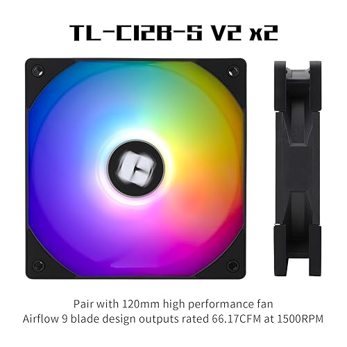 Vista 16 de Thermalright Enfriador de aire para CPU PS120SE ARGB, enfriador de CPU de 7 tubos de calor, ventilador dual TL-C12B-S V2 PWM de 4.724 in, tecnología