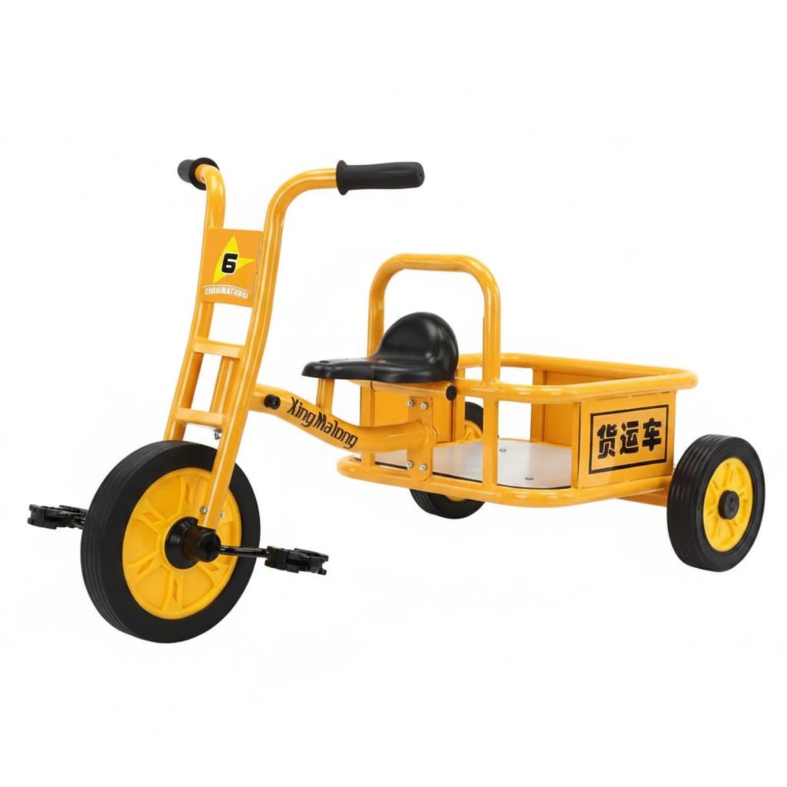 Kinder Dreirad Tricycle Kinderfahrzeug Kinderrad Kinderspielfahrzeug mit Komfortsitz Antikipp Design Und Hinterem Transportplatz für Kindergarten Spielhof Wohngebiet, Gelb