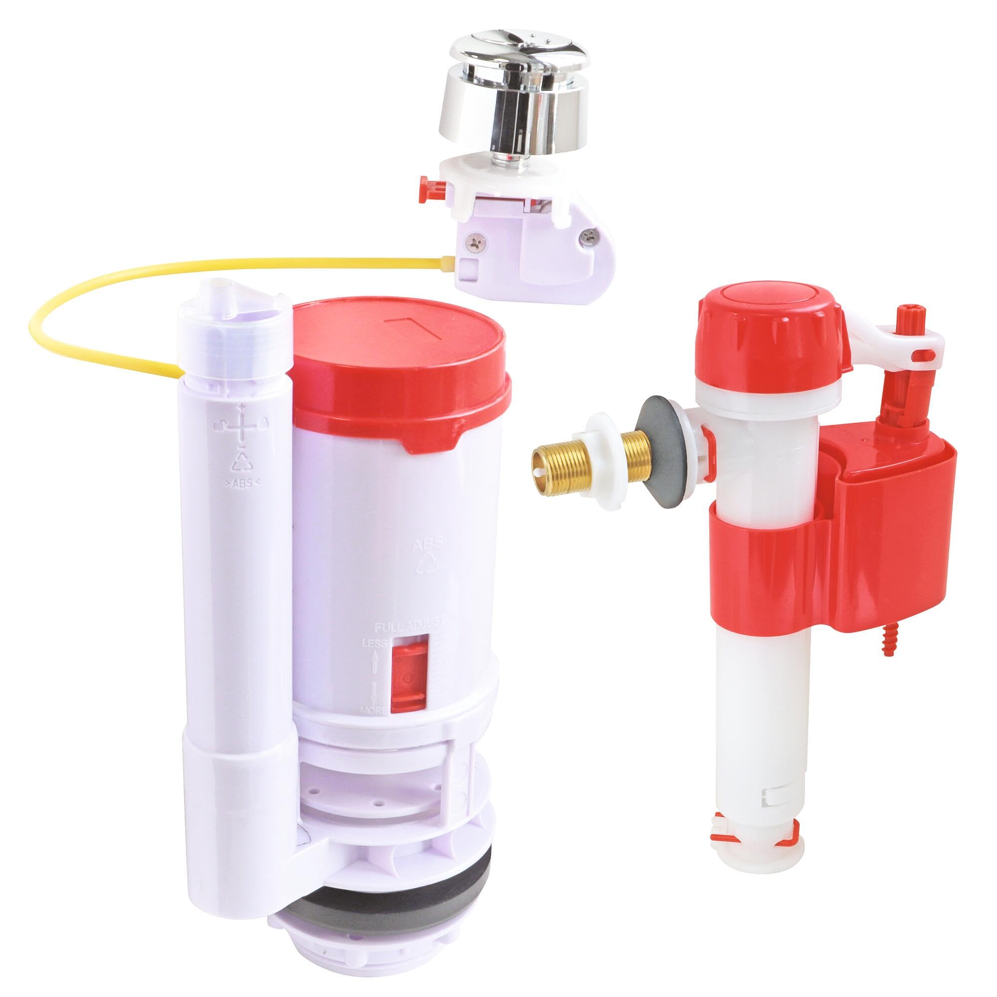 SOMATHERM FOR YOU, Chasse d'eau de WC complet avec câble double chasse et robinet flotteur réversible, adaptable à tous réservoirs, économique, facile à installer, garantie 10 ans