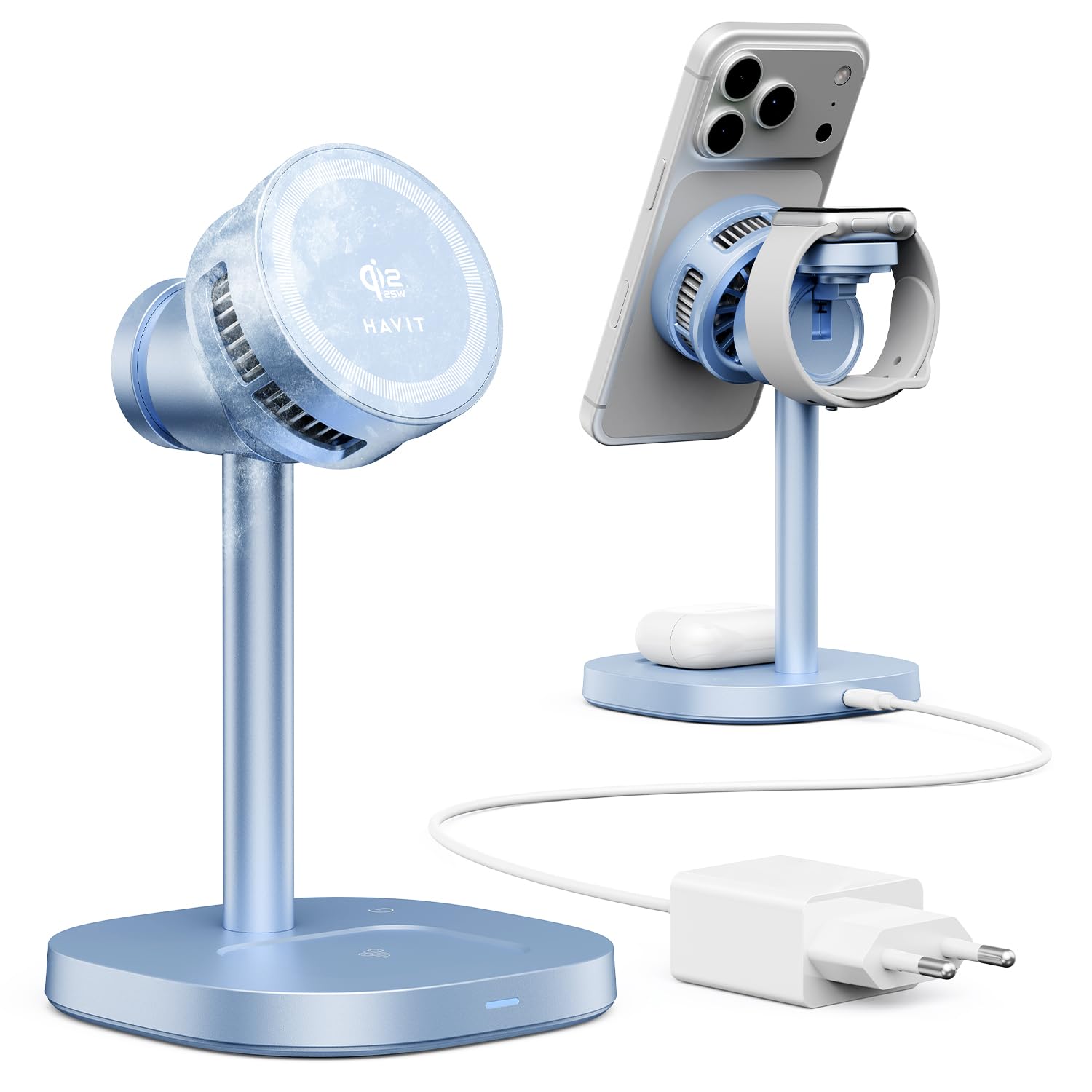 Havit Estación de carga 3 en 1 Qi2.2 de 25 W con refrigeración, compatible